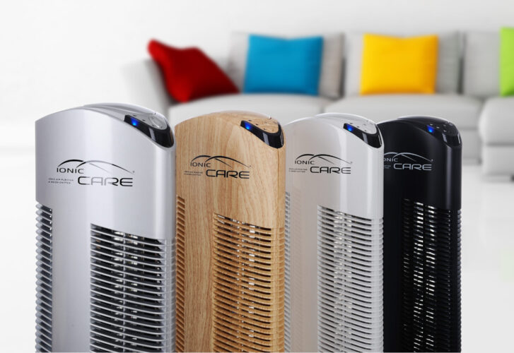 Čistička vzduchu Ionic-CARE, 4 barevné varianty, stříbrná, dekor dřeva, perleťově bílá, černá